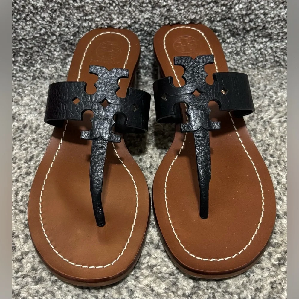NEW Tory Burch Moore Black Leather Heeled Sandals - Picture 5 of 14